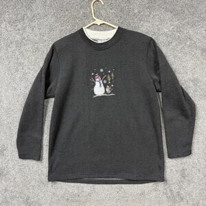 Vtg 90s Y2K Bonnie Evans Ugly Christmas Sweater 1X Plus Snowman Holiday Hygge